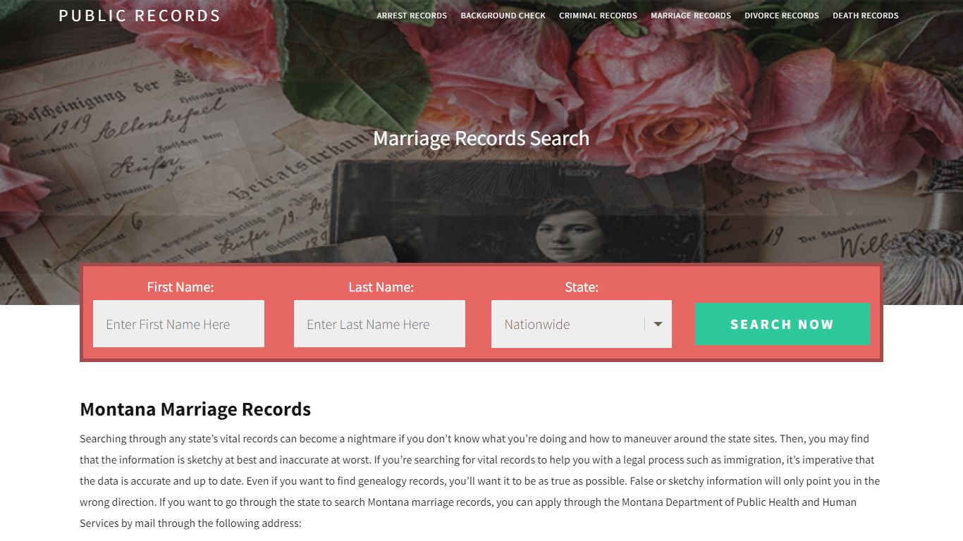 Montana Marriage Records | Enter Name and Search. 14Days Free