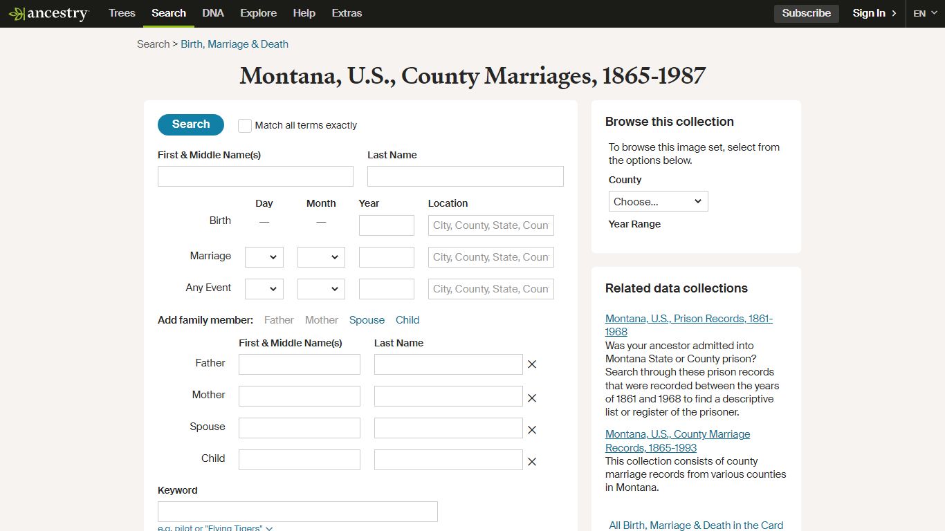 Montana, U.S., County Marriages, 1865-1987 - Ancestry.com